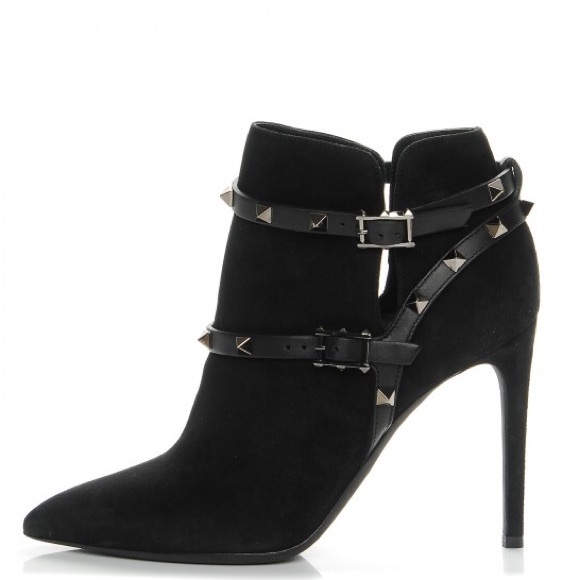 valentino rockstud suede ankle boots
